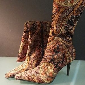 Brown/Tan Paisley Print Boots